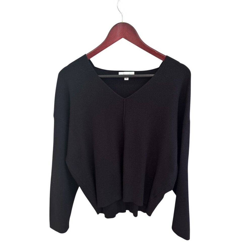 All:Row Black V-Neck Knit Sweater S Womens